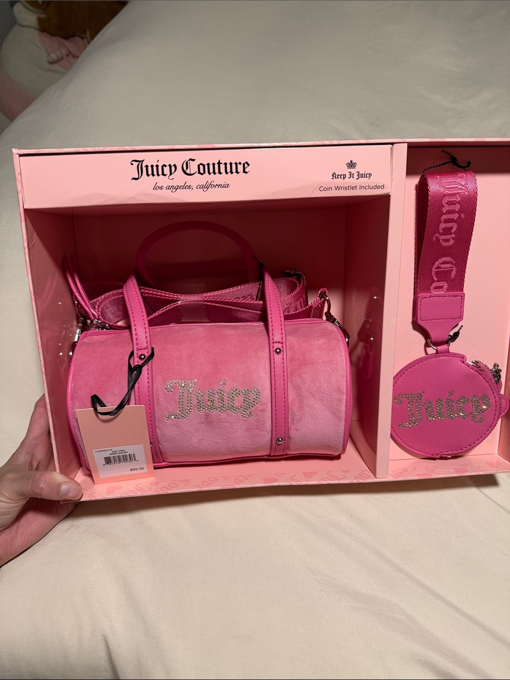 Juicy Couture Hot Pink Mini Barrel Bag with Coin Wristlet